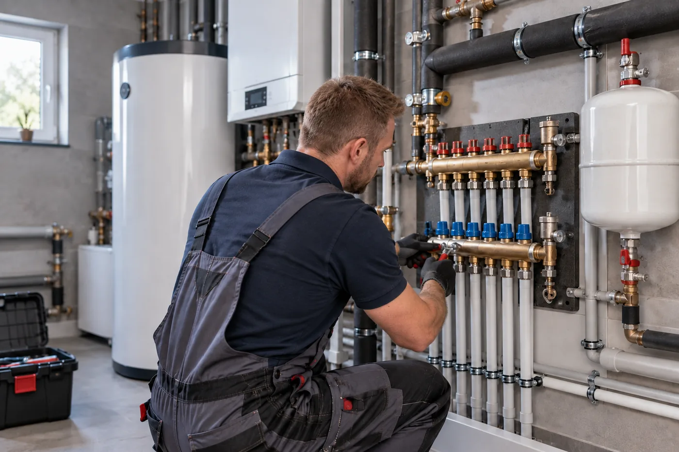 Hydraulik wykonujący większą instalację grzewczą