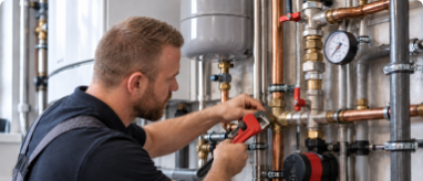 Hydraulik podczas naprawy instalacji